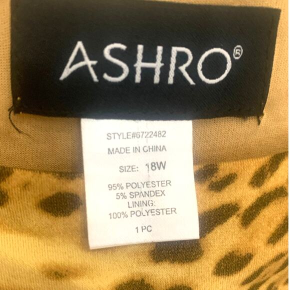 ASHRO Leopard Dress 18 Black / Gold Bodycon Cape Sleeve Tuck Front Sexy Elegant - Picture 3 of 11